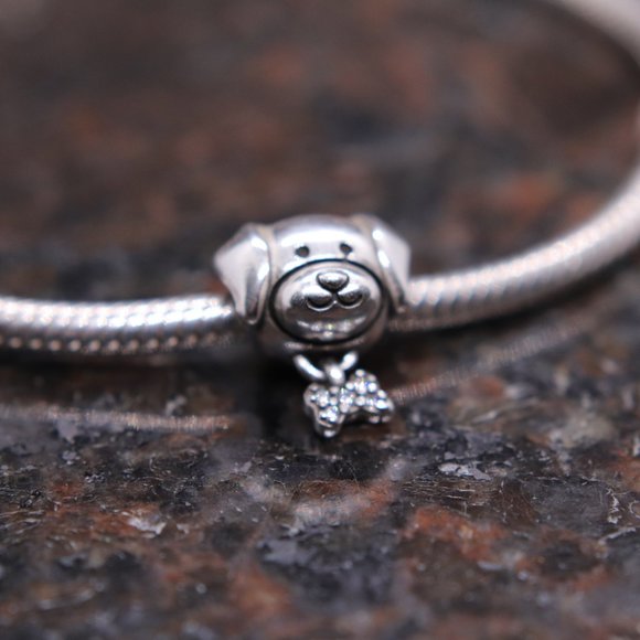 Pet Puppy Dog and Bone Bracelet Charm - S925 Sterling Silver Fits Pandora - Picture 5 of 6